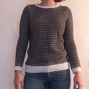 Reiss White Black and Tan Patterned Sweater